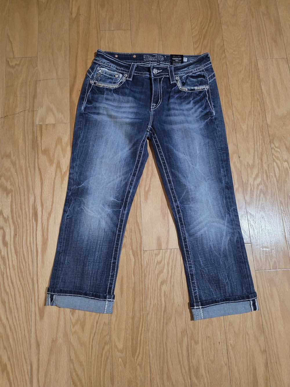 Miss Me Standard Crop Womens Denim Cuffed Hem Slim Fit Size W29